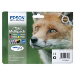 Epson Fox T1285 DURABrite Ultra Ink, Ink Cartridge, Black, Cyan, Magenta, Yellow Multipack, C13T12854010 (package 4 each)